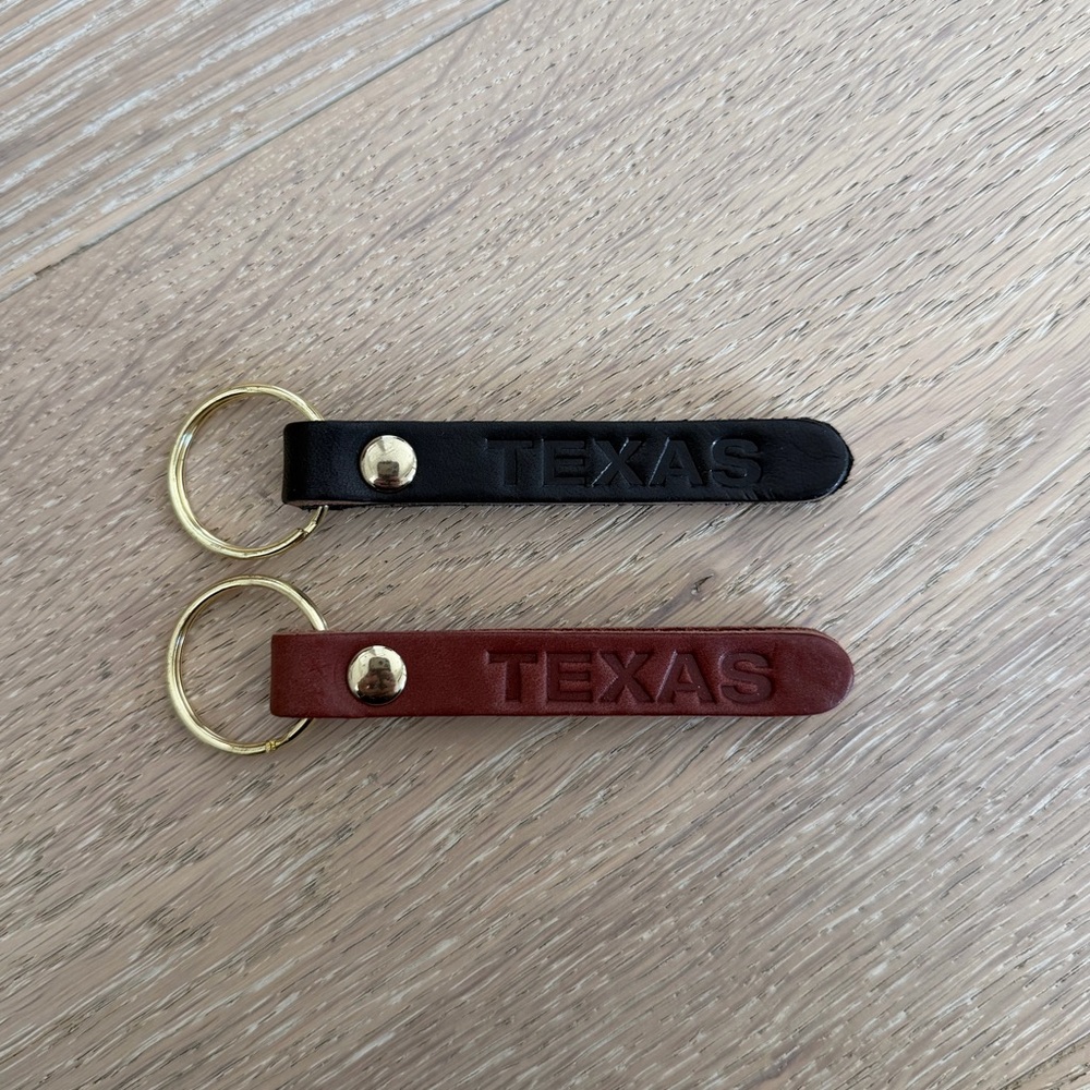TEXAS Brown and Black Leather Keychains